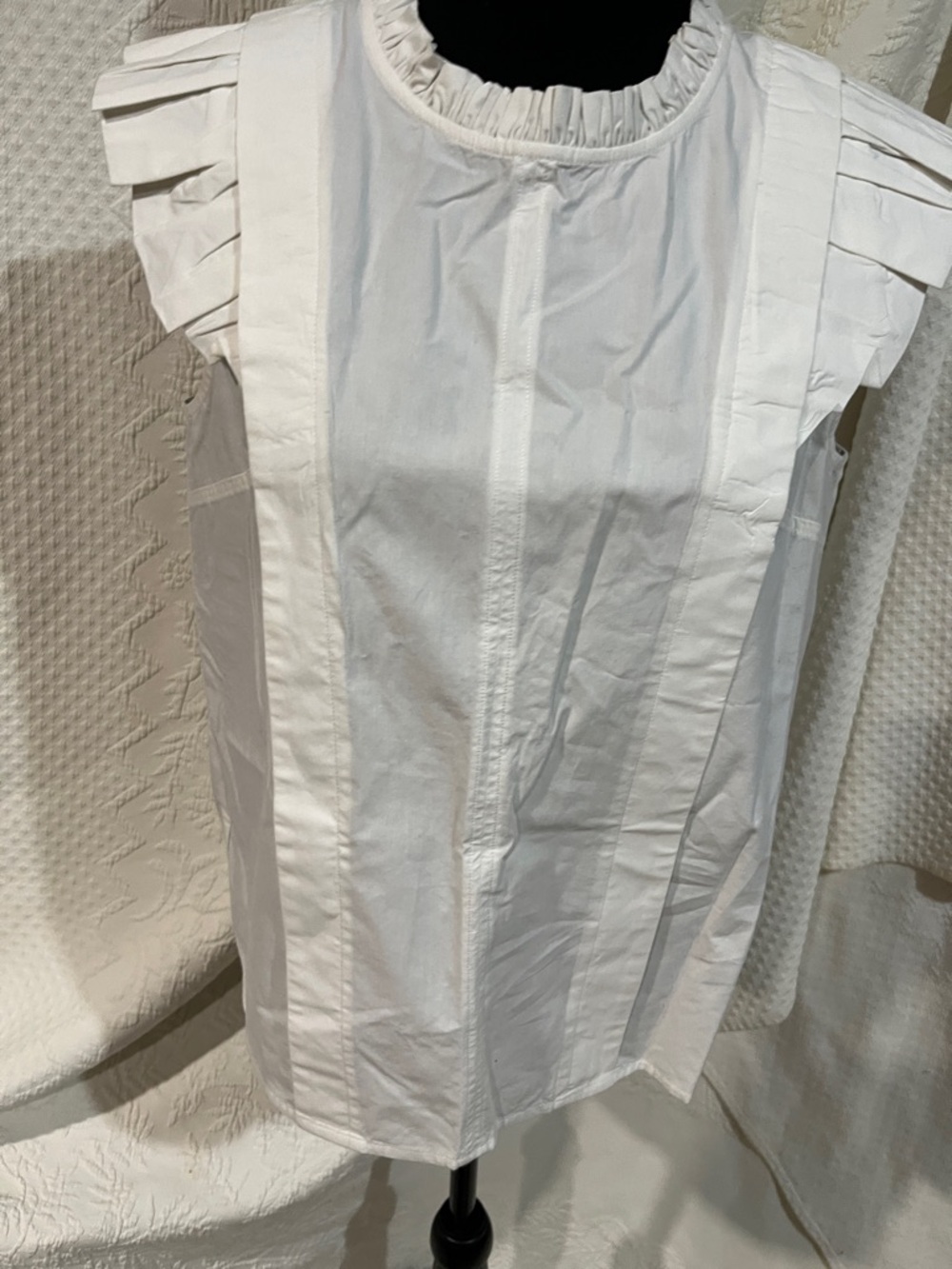 Melissa Nepton White Ruffled Sleeve‎ Cotton Top, size medium